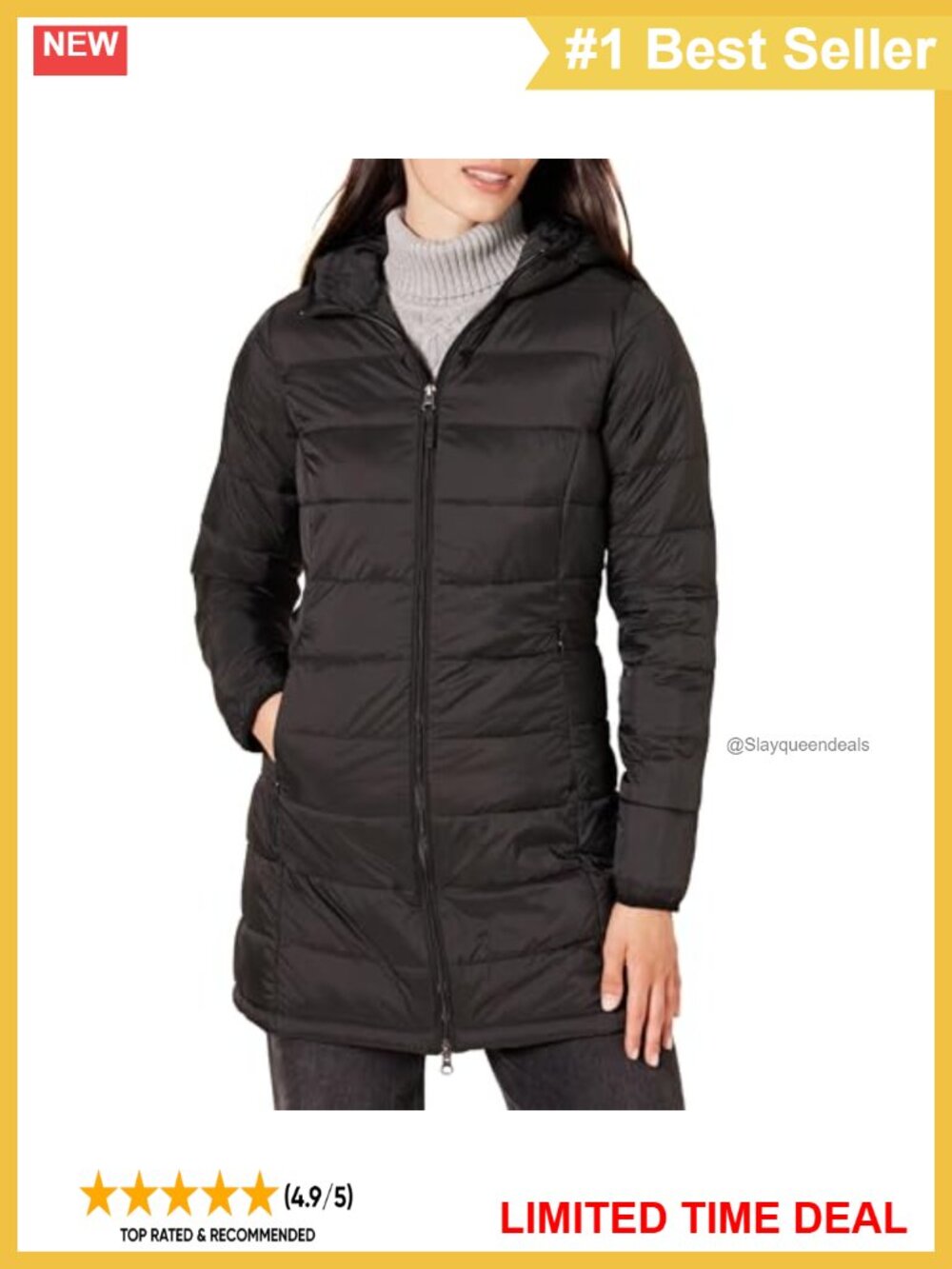 Women's Lightweight Water-Resistant Packable Hooded Puffer Coat Plus Size